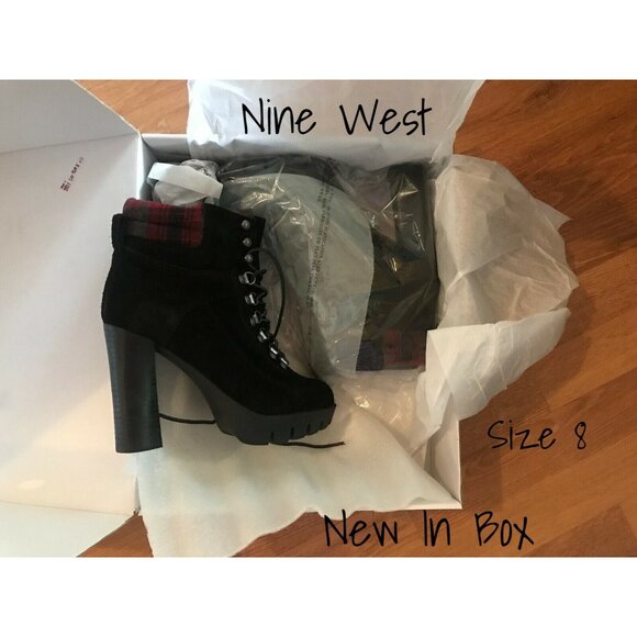 Nine West Shoes - Nine West Boots Suede Black & Red Plaid Women's Size 8 M US New In Box
